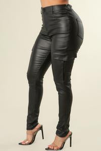 Pleather Cargo High Waist Skinny Pant